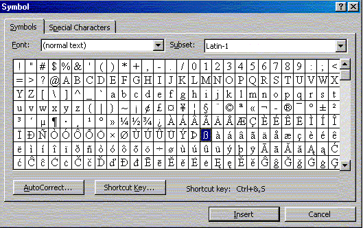 Symbol Dialog